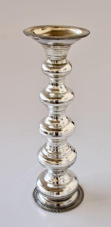 Extra Large Silver Glass Candle Holder